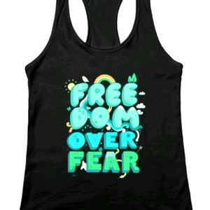 Freedom Over Fear Fun Razorback Tank Top Size S